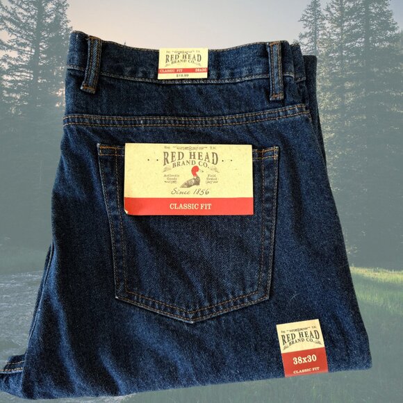 Rugged Men's Heavy Cotton Redhead Classic Fit Denim Blue Durable Outdoor Jeans - Picture 2 of 6